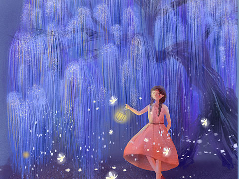 紫色调梦幻插画练习