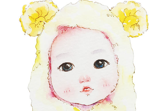 水彩小孩儿卡通画
