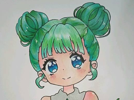 丸子头短发女孩