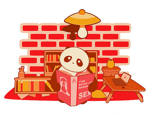 5只熊猫吉祥物+各配插画【扁平化】