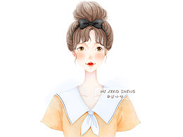 少女插画头像六