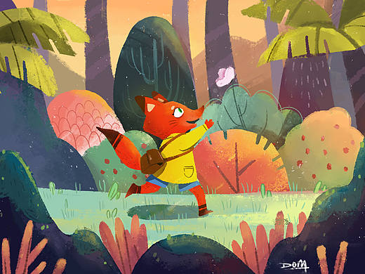 扁平插畫(huà)|兒插 小狐貍追蝴蝶（個(gè)人主頁(yè)-ZNTQ0ODE1NjA=） - 兒童插畫(huà) - 站酷設(shè)計(jì)師陳曉鶇原創(chuàng)素材 - 站酷ZCOOL