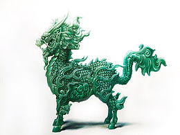 彩铅画《玉麒麟》