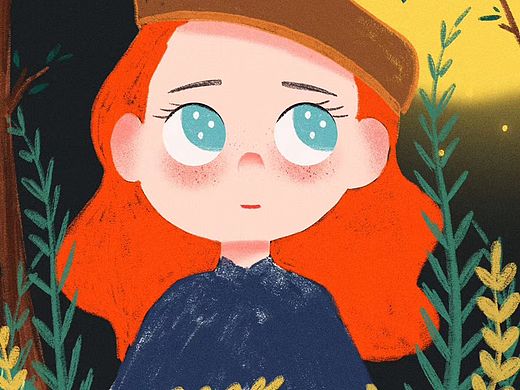 ［每日一画26］感觉今天画的红发有些像小红帽（个人主页-ZNDc0MzE2NTI=） - 儿童插画 - 站酷设计师插画师芮原创素材 - 站酷ZCOOL