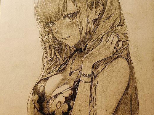 喜多川海梦同人素描3（个人主页-ZNjEyMTU0NTY=） - 其他动漫 - 站酷设计师RWBY洛清泫原创素材 - 站酷ZCOOL