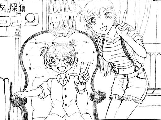 柯南&小兰手绘临摹练习