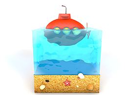 C4D方块里的潜艇