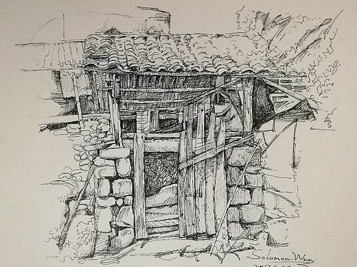 风景速写 钢笔画 手绘 插画
