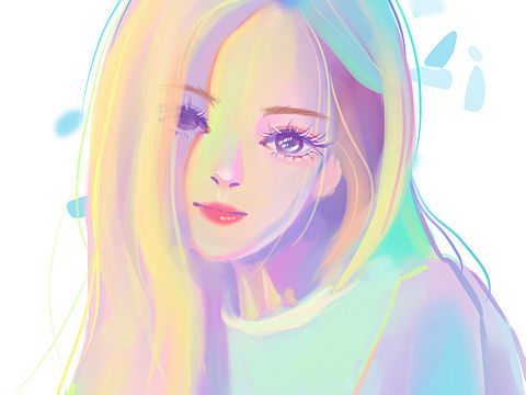 手绘水彩幻彩人像