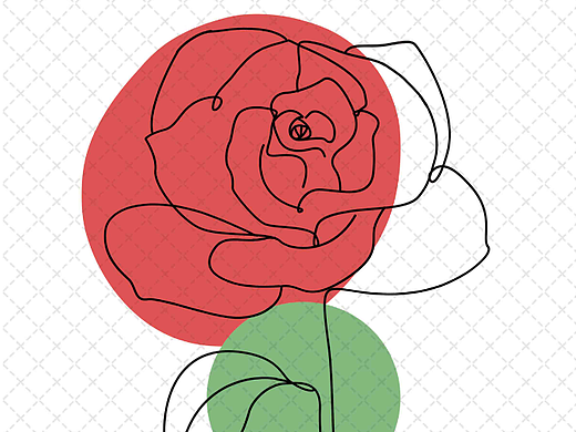 线条简约简洁时尚花朵花卉一笔画装饰