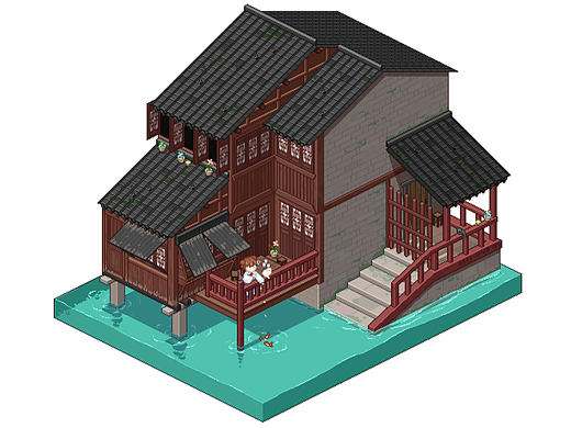 江南水乡,碧波荡漾,猫猫甩尾,司司喂鱼