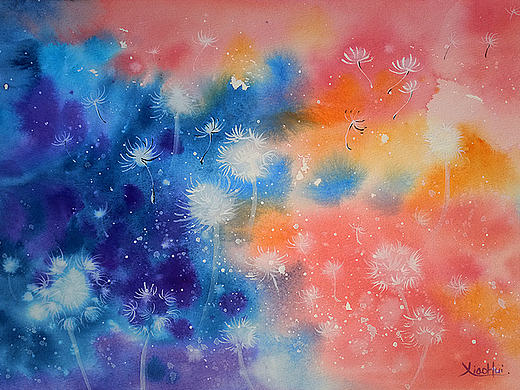 《蒲公英》原创水彩作品