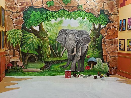 大同墙绘彩绘手绘墙画壁画墙体彩绘 餐饮文化墙网吧