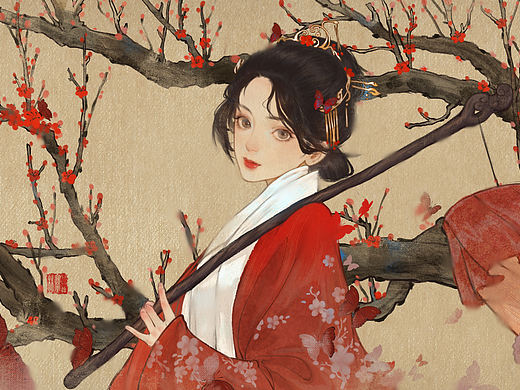 扛灯少女