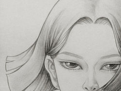 一枚东方女纸的黑白稿