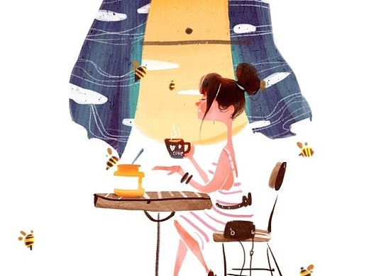 朵悠悠－蜂蜜包装插画