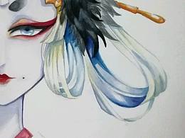 水彩【阴阳师姑获鸟】