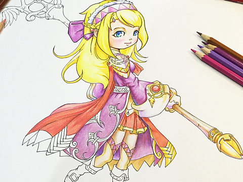 动漫人物角色 [ 女性人物彩铅绘画 ] 