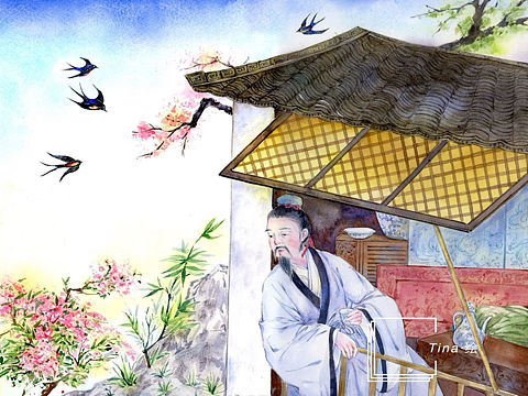 原创插画——古风水彩手绘插图