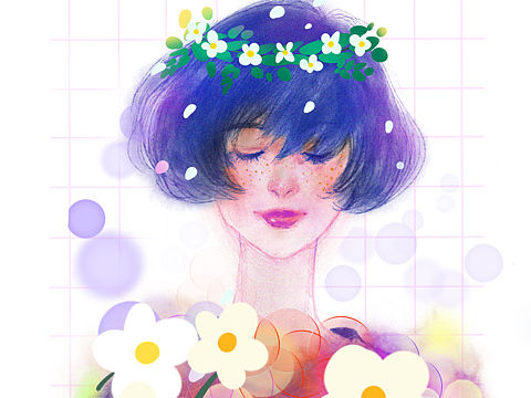 森系少女（個人主頁-ZMzk4MTExMTI=） - 商業(yè)插畫 - 站酷設計師啊兜原創(chuàng)素材 - 站酷ZCOOL