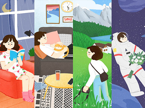 《和喜欢的自己在一起》毕业设计插画创作