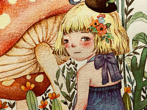 第一幅原创插画，女孩的神秘花园