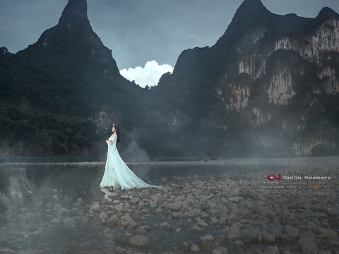桂林山水环境人像