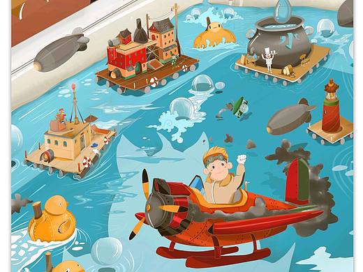 板绘《奇怪的浴缸》（个人主页-ZNDE0OTIzMzI=） - 儿童插画 - 站酷设计师洛克之城原创素材 - 站酷ZCOOL