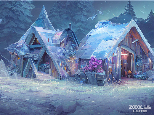 #AI创作实验室#冰雪小屋（个人主页-ZNjI1MTAxMjg=） - AI作品 - 站酷设计师Z212078077原创素材 - 站酷ZCOOL