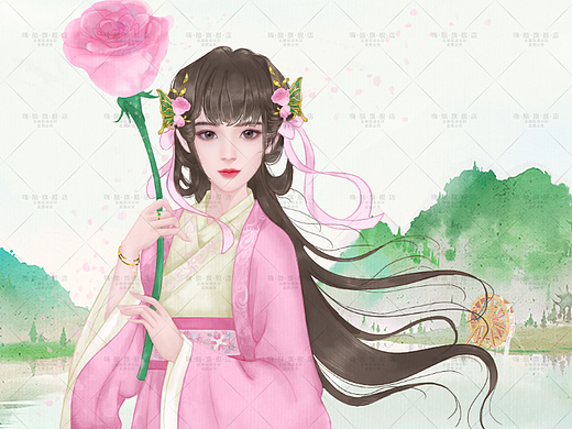 玫瑰花美女