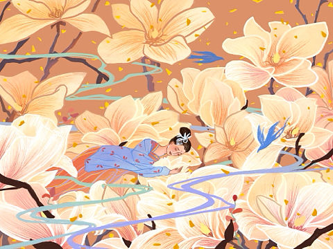 京韵玉兰（个人主页-ZNTQ1NzU1NzI=） - 艺术插画 - 站酷设计师晓星辰baobao原创素材 - 站酷ZCOOL