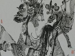 孙永猛国画作品水墨皮影人物