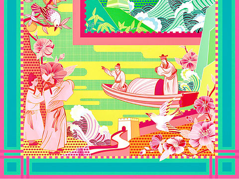 丝巾插画设计