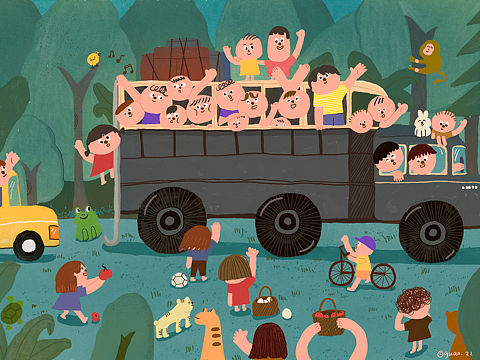 Traveling 森林小遊（个人主页-ZMjgzMjkwNjA=） - 儿童插画 - 站酷设计师Guanyenc原创素材 - 站酷ZCOOL