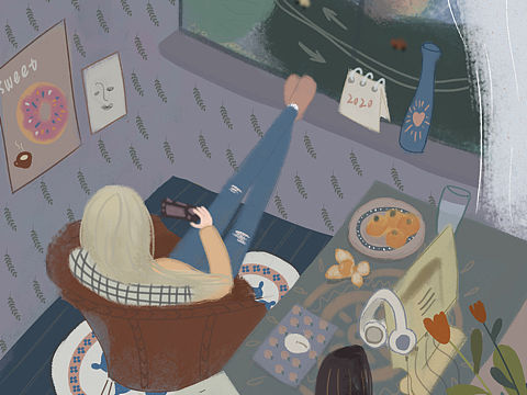 宅家系列（个人主页-ZNDQ5MDk0ODQ=） - 商业插画 - 站酷设计师帖木儿MIKO原创素材 - 站酷ZCOOL