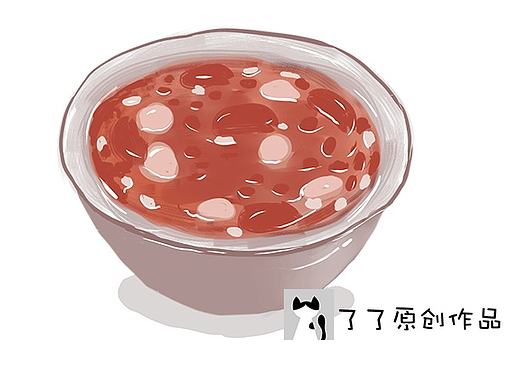赤豆薏米红枣粥-了了的美食插画
