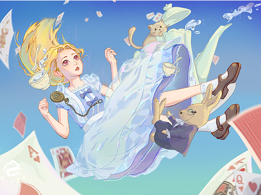 梦与爱丽丝（个人主页-ZNjMzMzY3NDA=） - 艺术插画 - 站酷设计师文士一原创素材 - 站酷ZCOOL