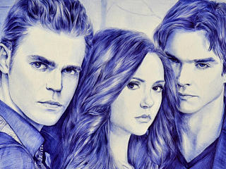 圆珠笔画<The Vampire Diaries>