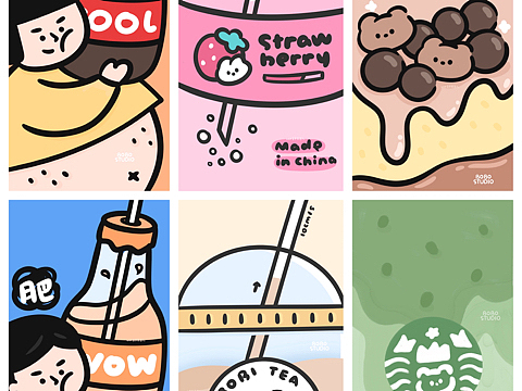 7期 夏日卡通情侣饮品壁纸