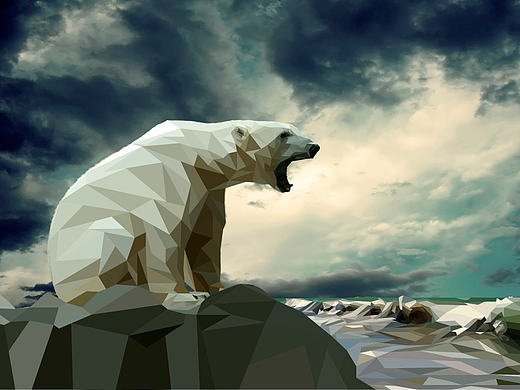 low poly 北极熊