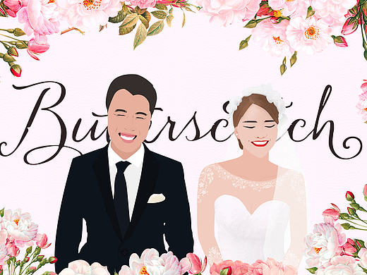 婚纱照插画