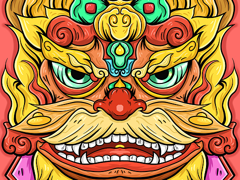 开学季第一张国潮插画年兽