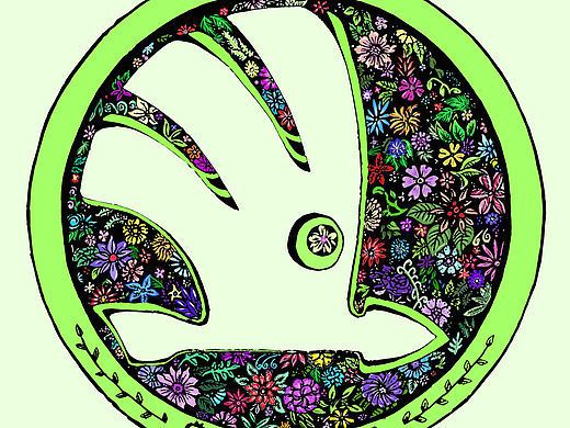 斯柯达logo 个性花环设计商业插画