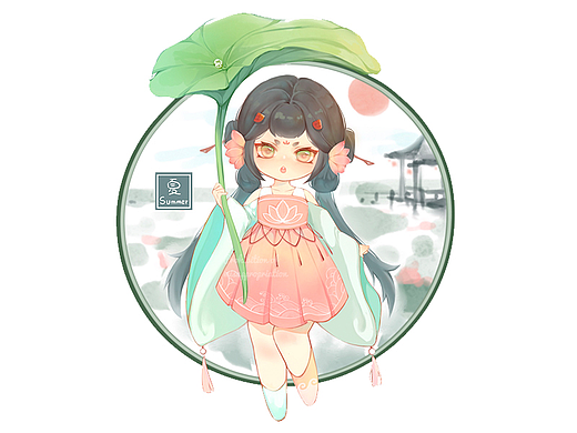 Q版人物|卡通头像|系列主题插画-夏