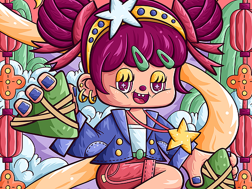 PENG怦怦 | 端午节国潮风原创插画（个人主页-ZNjU1MDM5ODA=） - 商业插画 - 站酷设计师PENG怦怦原创素材 - 站酷ZCOOL