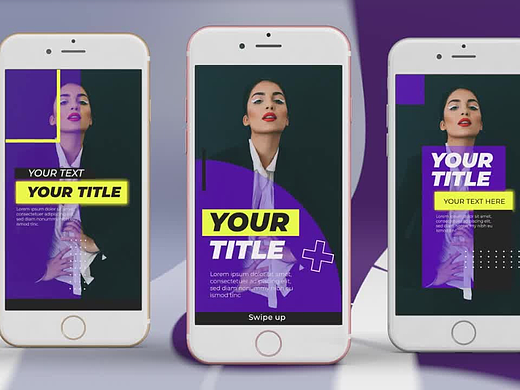 PR模板 | 竖屏手机模型彩色动画精美设计标题包展示