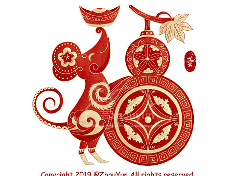 金鼠送福传统纹样插画