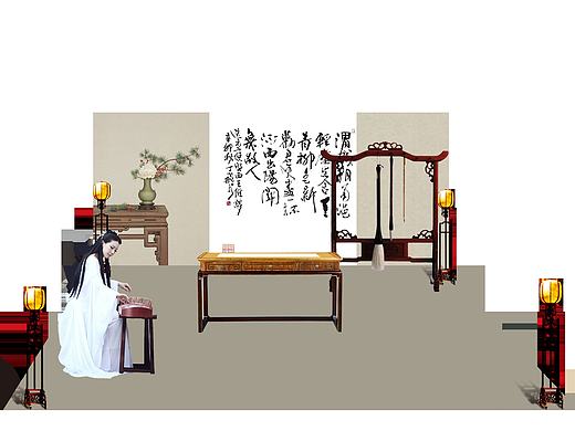 中式年会签到场景布置3D