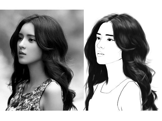 原创作品:我的手绘学习过程,第三张手绘“头发练习”