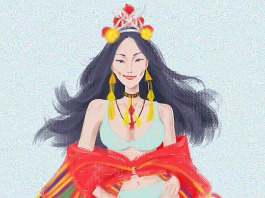 原创插画《维多利亚的秘密-刘雯大表姐、何穗》